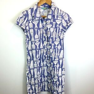 Boden purple/Blue and White Patterned Shirt Dress size 2